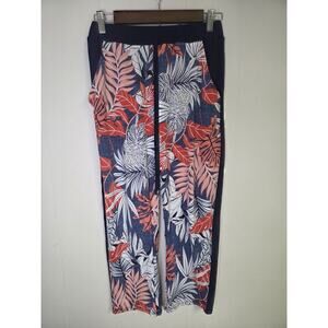 Espresso Red White And Blue Palm Leaf Print Cropped Pants Size Large